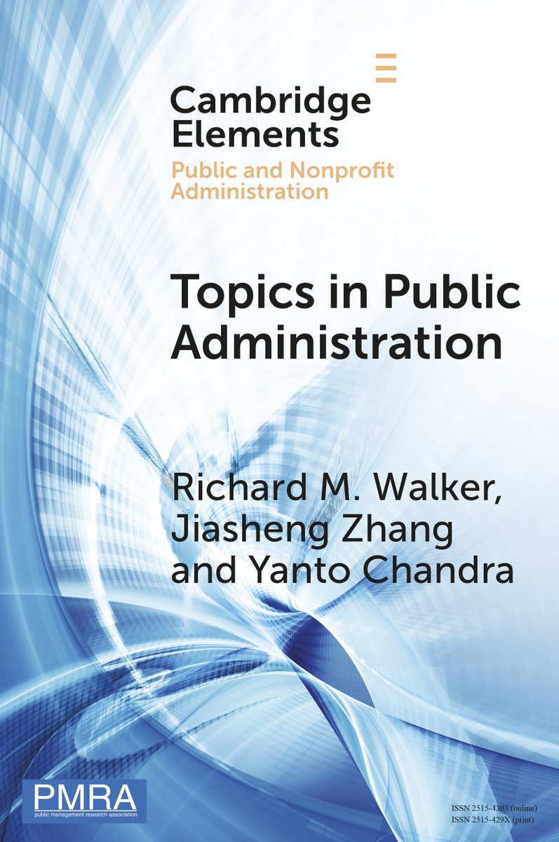 Don’t miss your chance to read new Cambridge Element Topics in Public Administration by Richard M. Walker, Jiasheng Zhang and Yanto Chandra Free access available until 31 December.
cup.org/4fWnh0E
#cambridgeelements #management