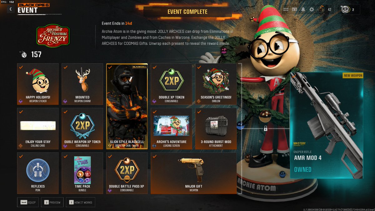 Corny_Creations's tweet photo. Idk why this happened but ok. The game just gave me more then enough points  to complete the whole event without playing at all🤣 Maybe the first bug I can actually like on BO6 https://t.co/b2MCZjopxm