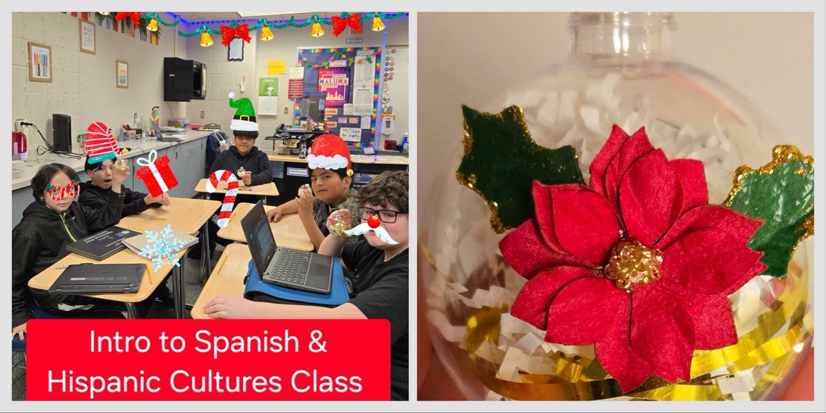 Making arts and crafts in Intro to Spanish and Hispanic Cultures Class @east_norriton_ms #enms2025 
#¡Feliz Navidad! #nasdproud