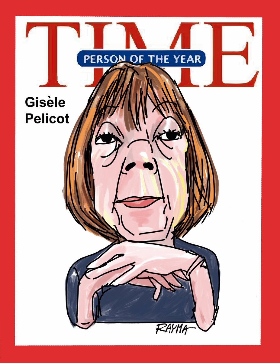 raymacaricatura's tweet photo. Termina el juicio de Gisele Pericot, por haber sido violada en masa despues de ser drogada por su exmarido el cual lleva una pena de 20 años de prision y por mas de 50 hombres en una decada. Esto parece una novela macabra, pero no es la realidad de esta y muchas mujeres abusadas en el mundo actual.
"Que la verguenza cambie de lado" es una frase contundente de la victima, porque siempre la mujer mas alla del daño fisico y psicologico, suele recibir un daño moral y social. El valor de Gisele al haber hecho publica su identidad durante el juicio, da un paso al frente para que se haga justicia.
Gisele Pericot Persona del Año por la revista Time. #giselepericot @nytimes