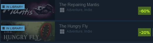 The Hungry Fly and The Repairing Mantis are both on sale! 🎉 It's now the best time to get them in our Grotesque bundle : store.steampowered.com/bundle/45070/G…