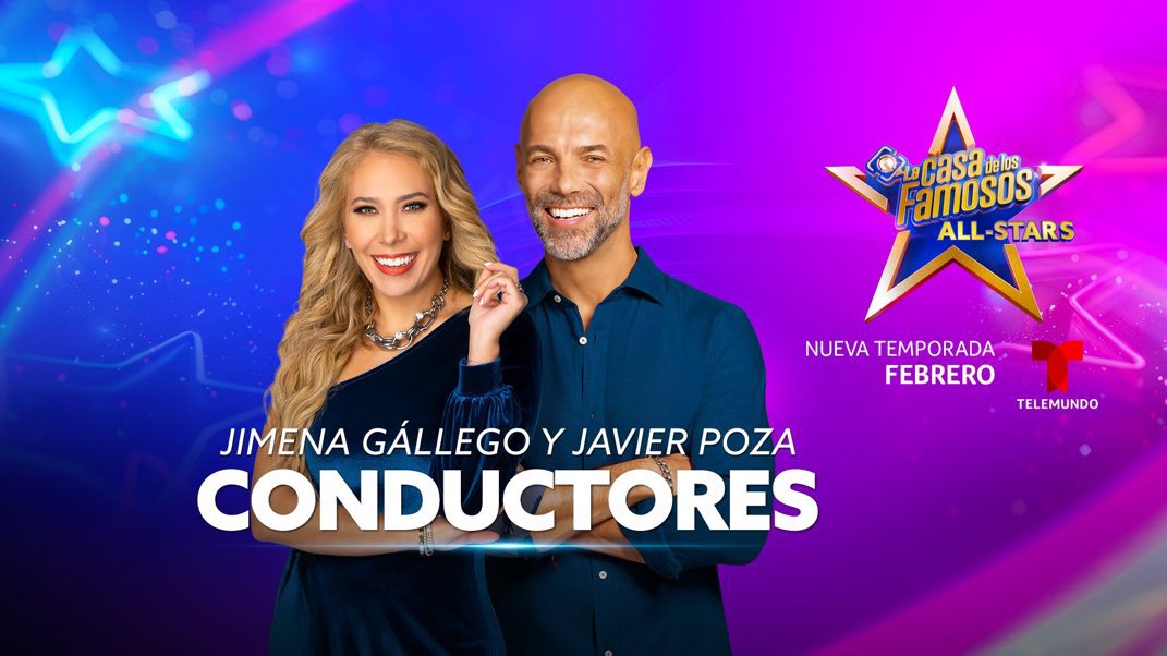 ¡OFICIAL! 
Jimena Gállego y Javier Poza serán los conductores de #LaCasaDeLosFamososAS de Telemundo.
La nueva temporada inicia en Febrero 2025. 

#Telemundo #LCDFAllStars #LaCasaDeLosFamososAllStars