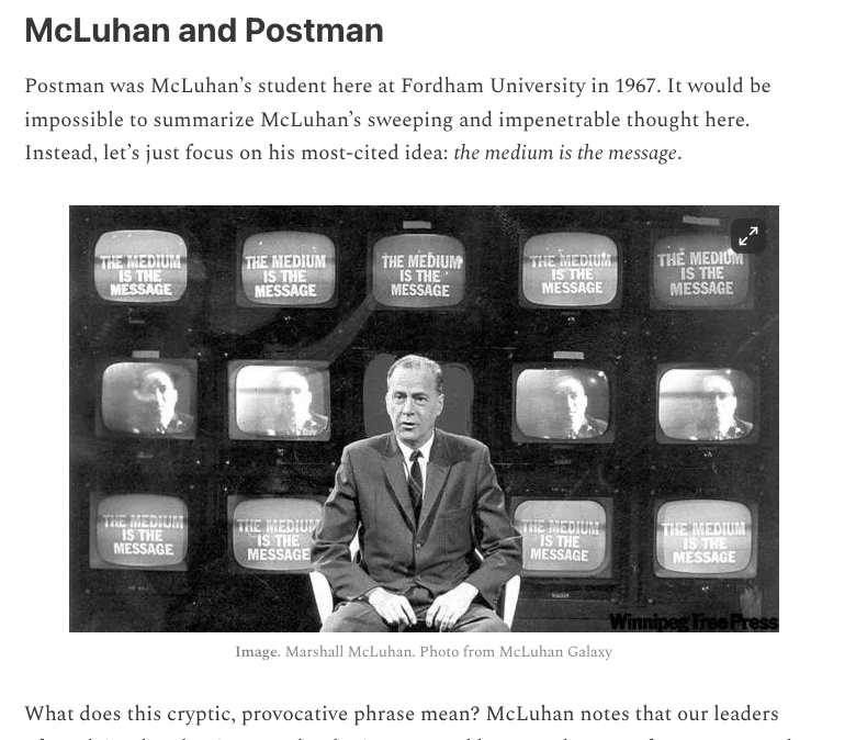 JonHaidt's tweet photo. How Neil Postman and Marshall McLuhan help us understand the anxious generation, and how technology changes all of us. By Nicholas Smyth (Fordham U): 

https://t.co/XyLlc6D9gb https://t.co/mm6wvmznl8