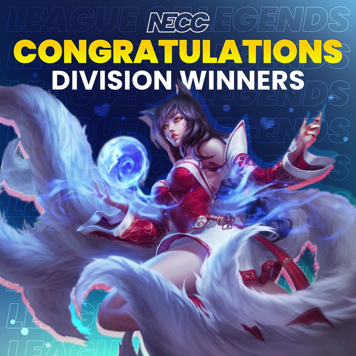 NECC (@neccgames) on Twitter photo 🏆 NECC 2024 Fall League of Legends Champions 🏆
Division 1: <a href="/UHSPEsports/">UHSP Esports</a>
Division 2 East: <a href="/WinthropEsports/">Winthrop Esports</a>
Division 2 West: <a href="/Illini_esports/">Illini Esports</a>
Division 3 East: <a href="/EsportsatUCF/">Esports at UCF</a>
Division 3 West: <a href="/UNLVRebelGaming/">Rebel Gaming</a>
Division 4 East: <a href="/DalUEsports/">Dalhousie Esports Society</a>
Division 4 West: <a href="/Illini_esports/">Illini Esports</a> 🏆 NECC 2024 Fall League of Legends Champions 🏆
Division 1: <a href="/UHSPEsports/">UHSP Esports</a>
Division 2 East: <a href="/WinthropEsports/">Winthrop Esports</a>
Division 2 West: <a href="/Illini_esports/">Illini Esports</a>
Division 3 East: <a href="/EsportsatUCF/">Esports at UCF</a>
Division 3 West: <a href="/UNLVRebelGaming/">Rebel Gaming</a>
Division 4 East: <a href="/DalUEsports/">Dalhousie Esports Society</a>
Division 4 West: <a href="/Illini_esports/">Illini Esports</a>