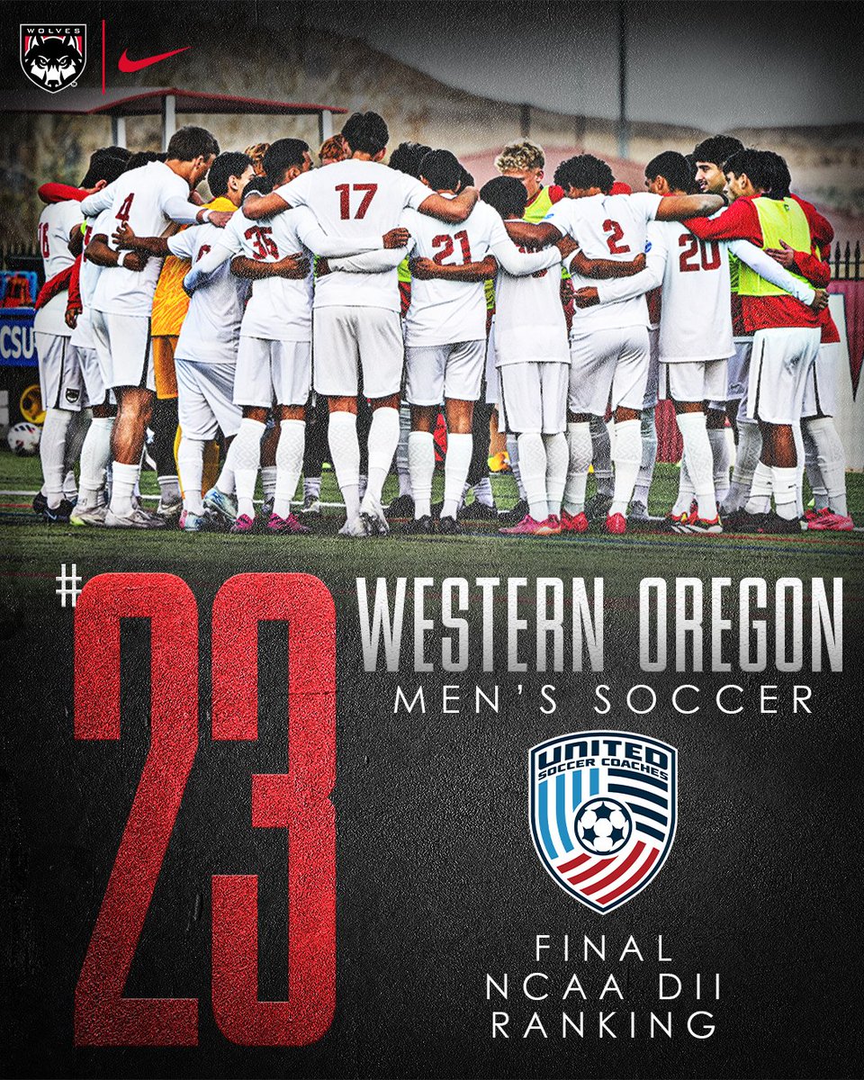 After an amazing year that saw Western Oregon men's soccer's first GNAC title, national ranking, NCAA appearance and NCAA victory in year three of the program - the Wolves pick up one more first: A national ranking to end the season. 

Final Rankings: unitedsoccercoaches.org/rankings/colle…