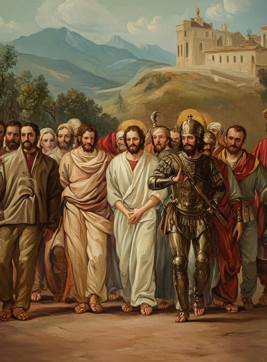 Uncanny resemblance to this 1306 painting by Giotto di Bondone "The Arrest of Christ (Kiss of Judas)" as part of his famous Scrotegni chapel fresco in Italy