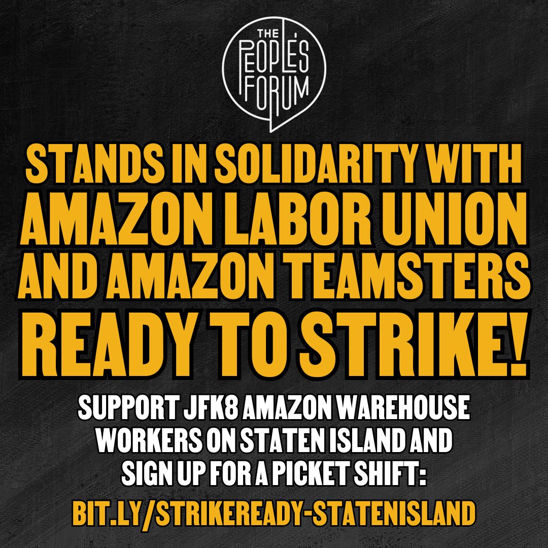 We stand with Amazon Labor Union and the Amazon Teamsters! Despite being worth more than $2 trillion, Amazon fails to pay its workers enough to make ends meet.

We stand with the workers in their demands for union recognition, a Teamsters contract, and to end Amazon's