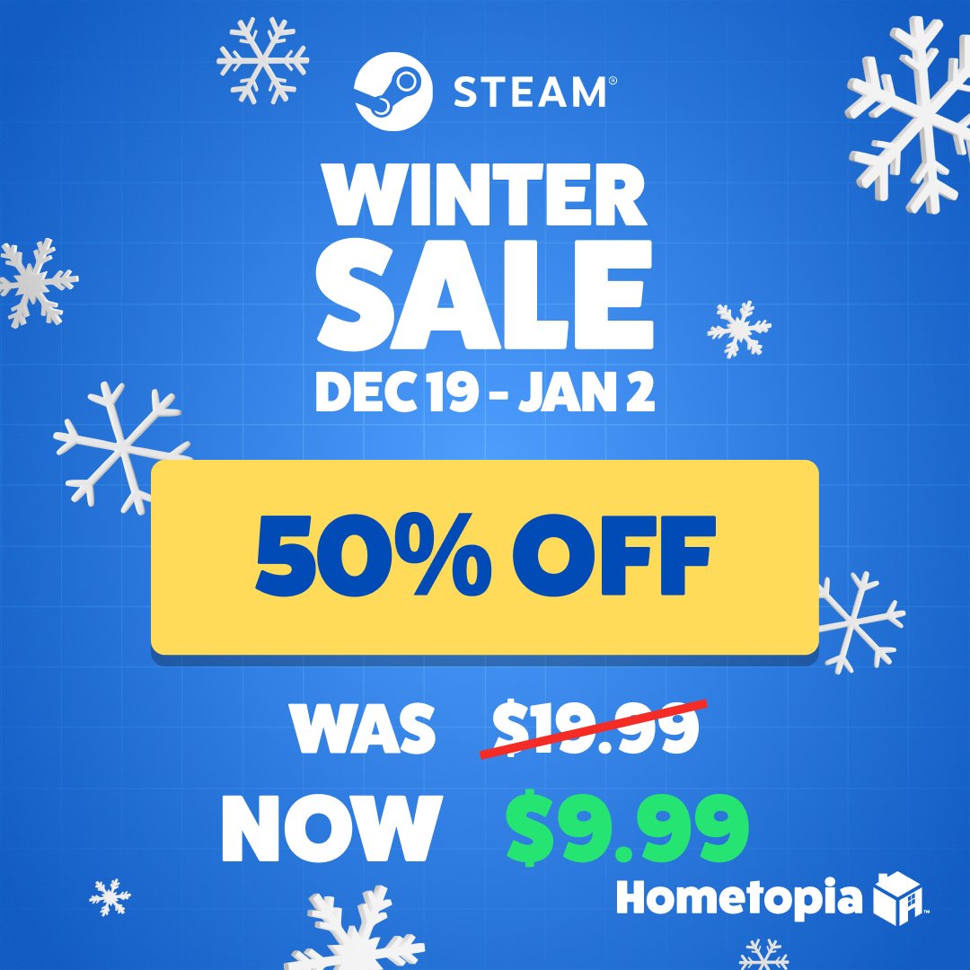 HometopiaGame's tweet image. ❄️ Build your dream home this winter! ❄️

Hometopia is 50% off during the Steam Winter Sale! Create cozy cottages, modern mansions, and share your designs with the world.

🏡 Start building today!