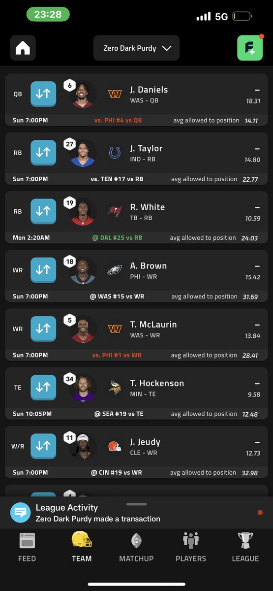JeanMattey's tweet photo. @NFLFantasy Semi finals underway https://t.co/qg8zWh4Bia
