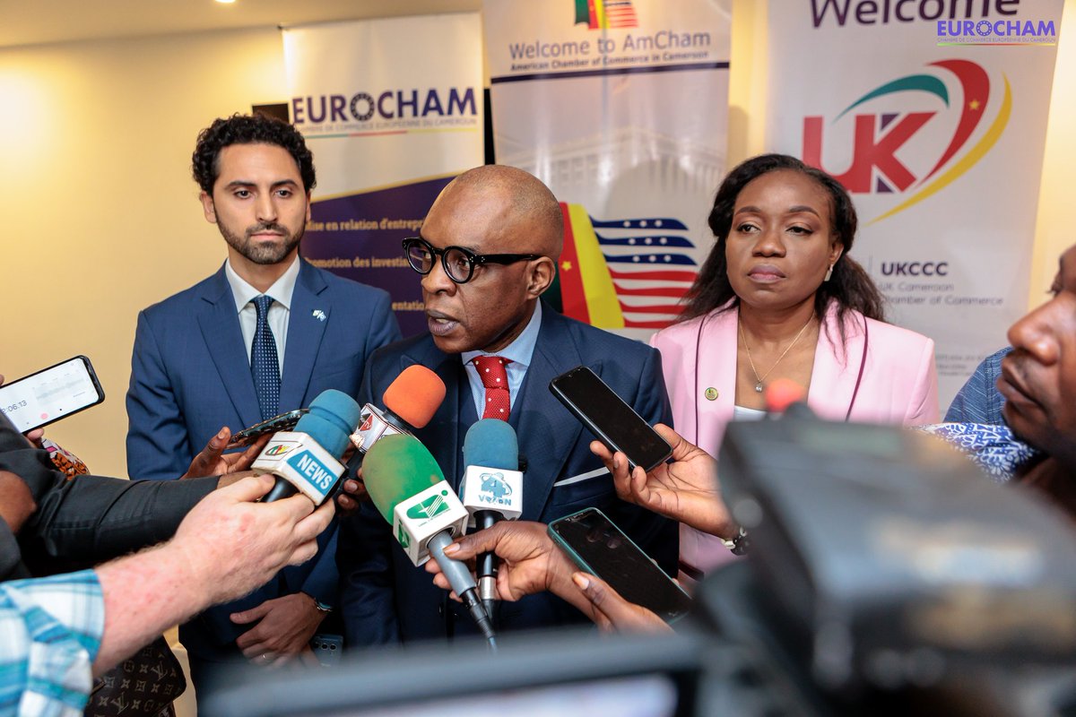 UKinCameroon's tweet photo. Yesterday, the #UK, #US, and #European business Chambers in #Cameroon signed an MoU to deepen their collaboration here.
#UKCCC #AMCHAM #EUROCHAM https://t.co/6gFSy9aHRj