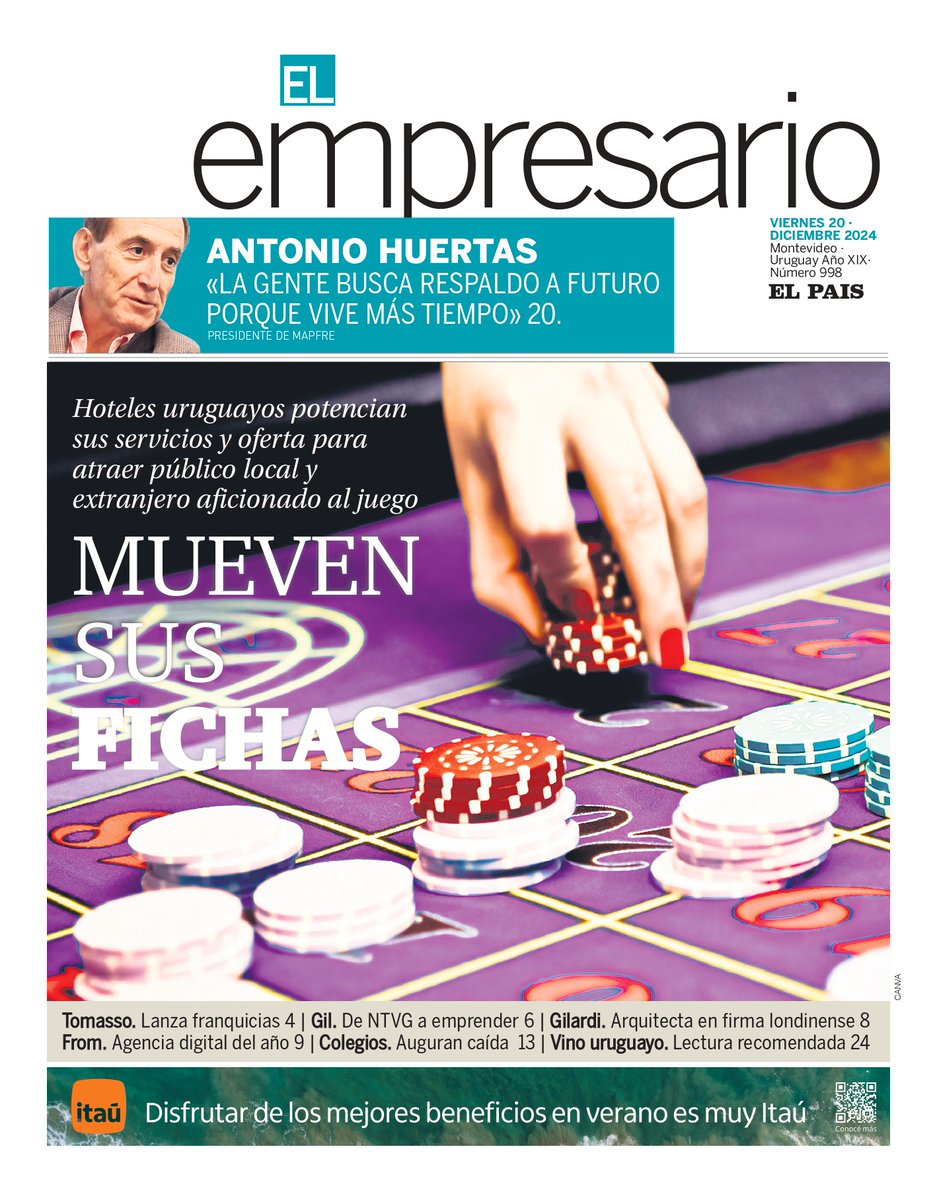 🗓️ ¡Viernes!

Y salió #ElEmpresario de <a href="/elpaisuy/">EL PAÍS</a> con info de #negocios y #empresas 

♦️Negocio de casino en 🇺🇾
🍕Tomasso crece
🎶 Startup de músico de <a href="/ntvgoficial/">No Te Va Gustar</a> llega a 🇦🇷
🎙️Entrevista 

💪Y más, con <a href="/analia_pereira1/">Analía Pereira</a> <a href="/silvana_nicola/">silvana nicola</a> y <a href="/DFerreira81/">Diego Ferreira</a> 

👉elpais.com.uy/el-empresario