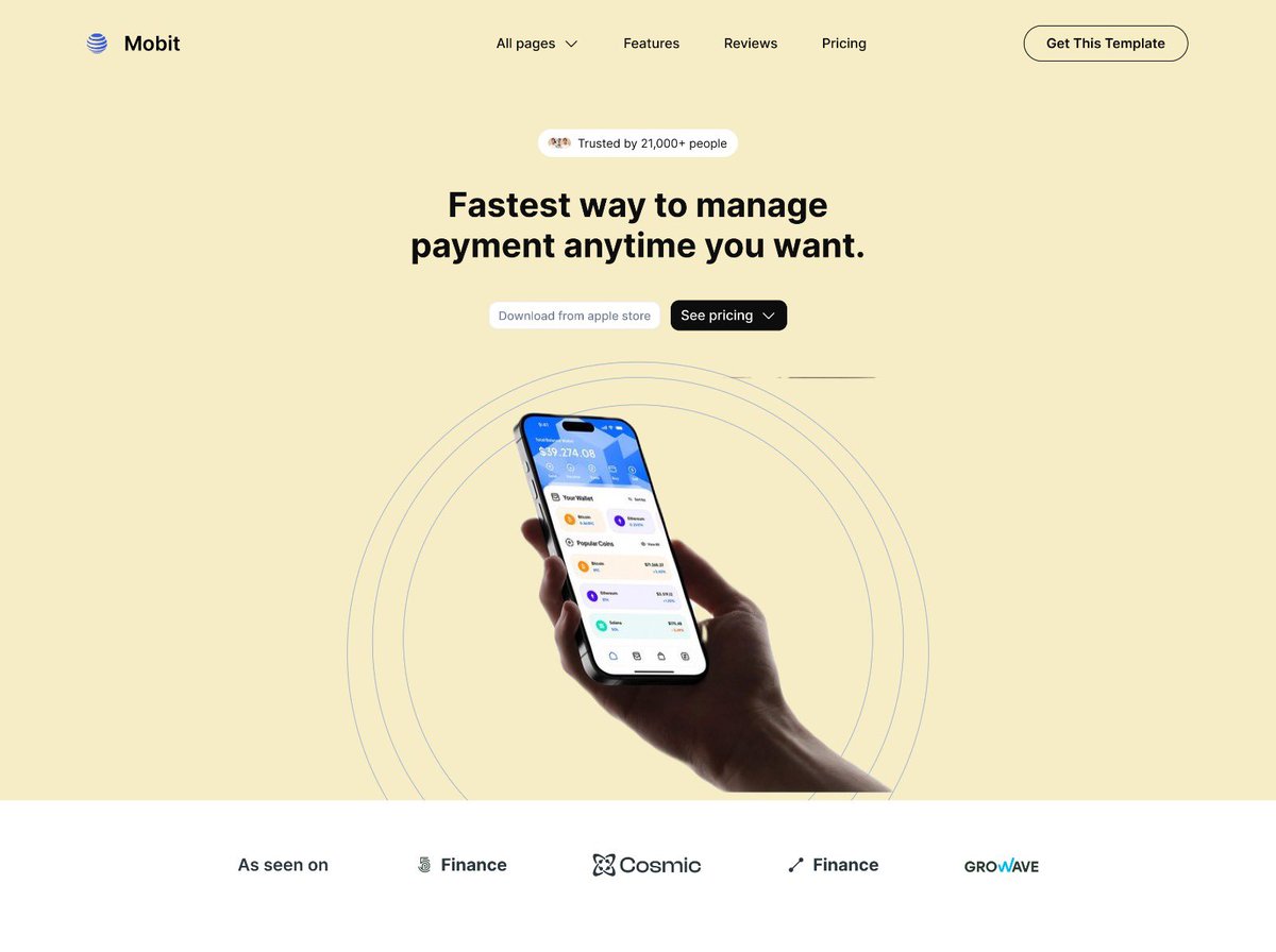 Hey everyone! It's Day 24 of my 30-day consistency challenge! Today, I designed a landing page for a company called Mobit, which specializes in a mobile app for managing payments.
#landingpage #website design #uiuxdesign