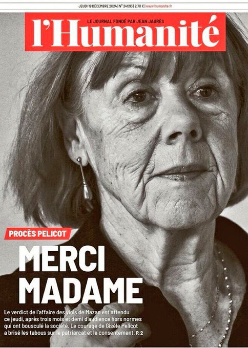 “It is not for us to have shame, it is for them.” Gisèle Pelicot #PersonOfTheYear