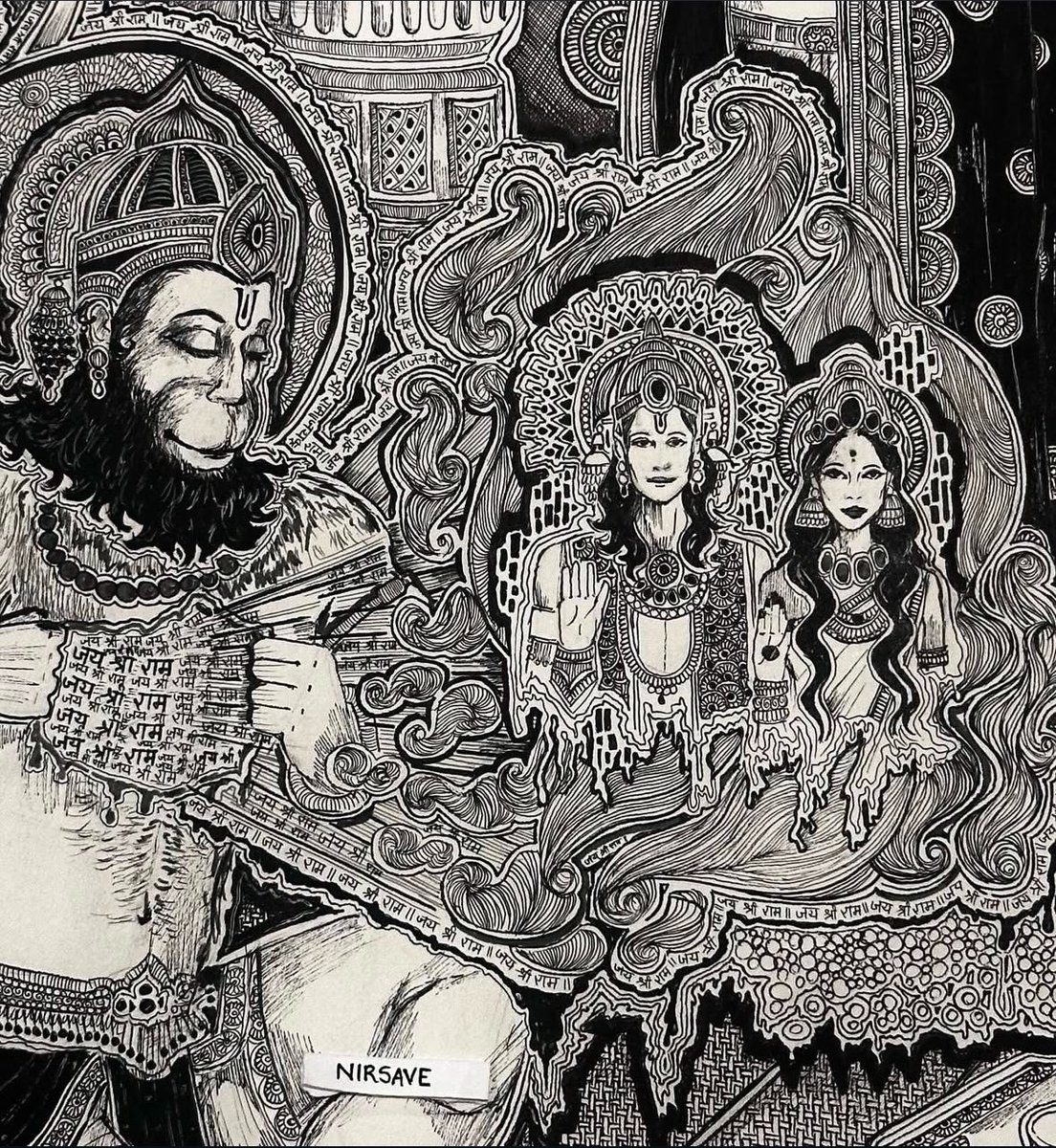 nirsave's tweet photo. I’ve been illustrating The Ramayana in my art style for the past year now. 

Here are some of the illustrated scene: an ongoing 🧵

1. Hanuman showing this Devotion https://t.co/Hd73MWPoJI