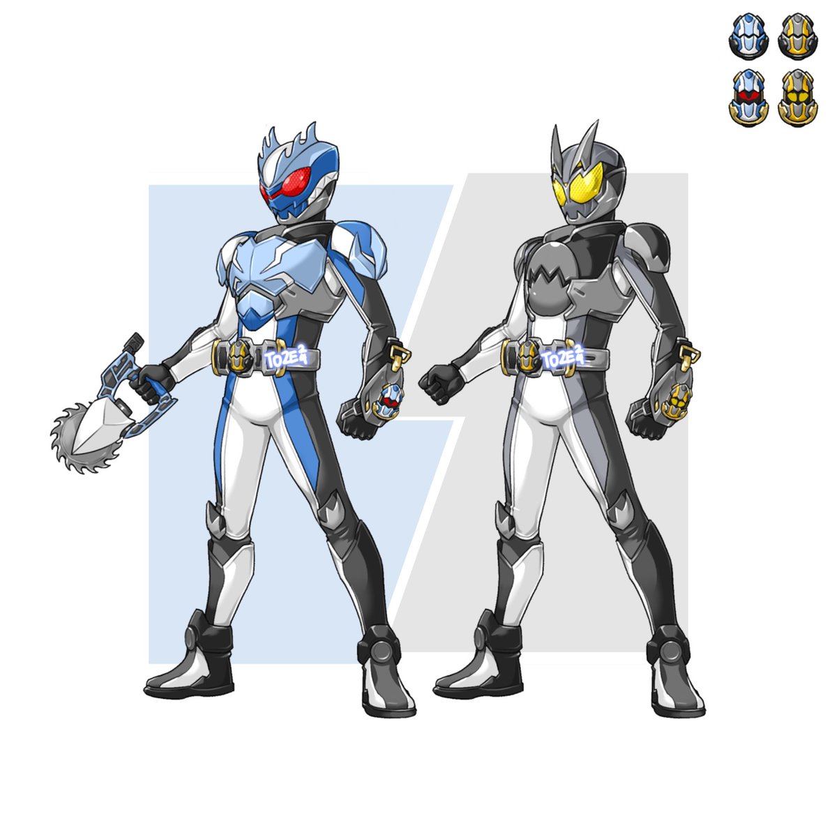 Kamen Rider Tama with his Sawblade Aro form. Aro is @StoriesofJay