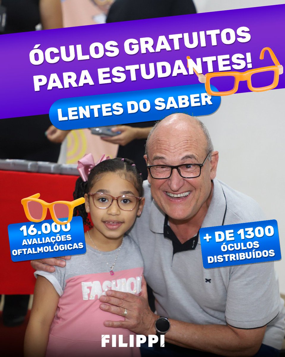 O Programa Lentes do Saber transformou a forma como nossos estudantes enxergam o futuro! Realizamos milhares de atendimentos e entregamos óculos para alunos de todas as idades, desde os pequenos até a EJA. Um olhar atento pode fazer toda a diferença.
