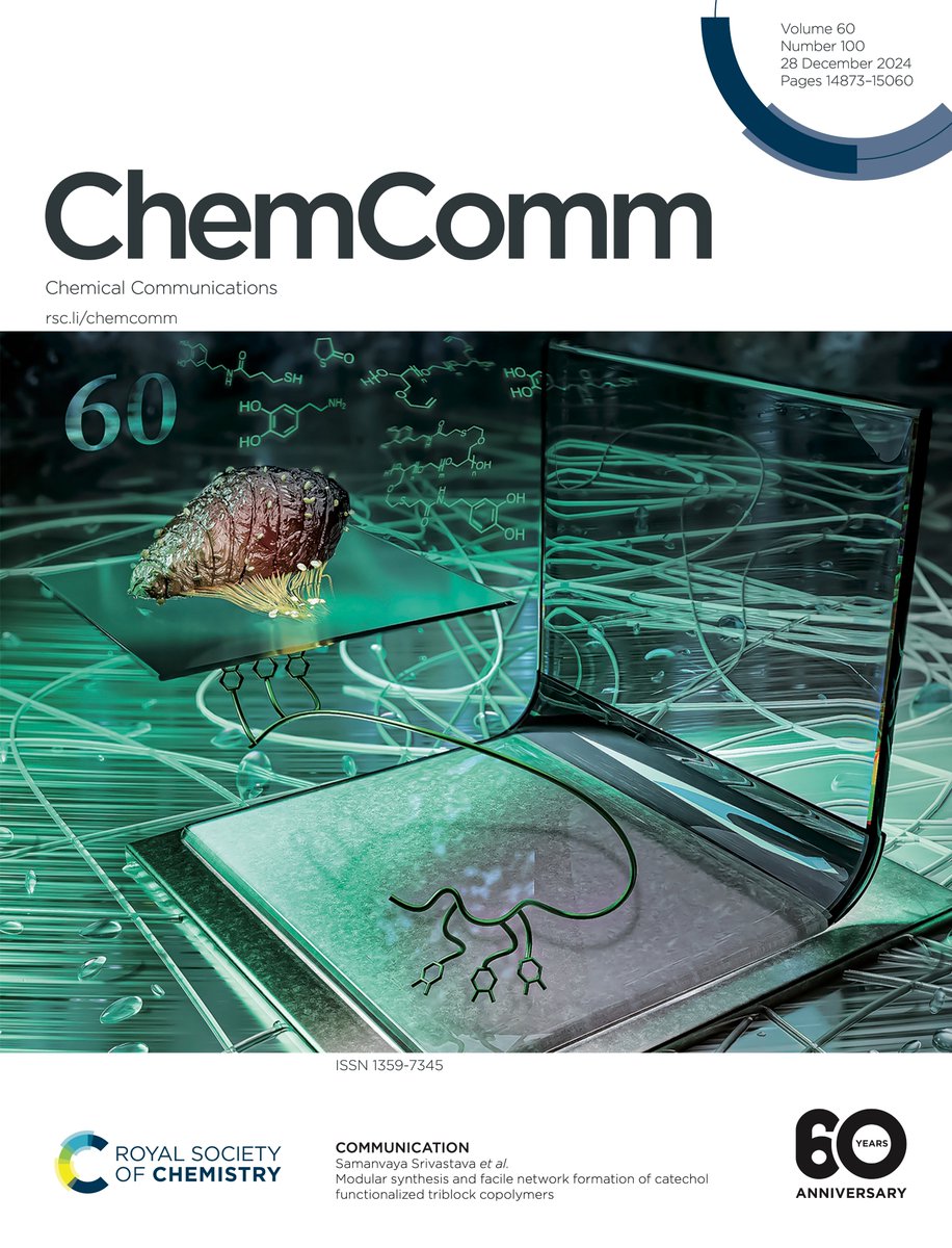 Samanvaya Srivastava (@samanvaya) on Twitter photo Excited to share that our recent work (by <a href="/FahedAlbreiki/">Fahed Albreiki</a>) on a simple method to synthesize block polycatechols with high catechol densities has been featured on the cover of <a href="/ChemCommun/">Chemical Communications</a>!
<a href="/UclaCBE/">UCLA Chemical and Biomolecular Engineering</a> <a href="/UCLAengineering/">UCLA Samueli Engineering</a> #NSFfunded
doi.org/10.1039/D4CC04… Excited to share that our recent work (by <a href="/FahedAlbreiki/">Fahed Albreiki</a>) on a simple method to synthesize block polycatechols with high catechol densities has been featured on the cover of <a href="/ChemCommun/">Chemical Communications</a>!
<a href="/UclaCBE/">UCLA Chemical and Biomolecular Engineering</a> <a href="/UCLAengineering/">UCLA Samueli Engineering</a> #NSFfunded
doi.org/10.1039/D4CC04…