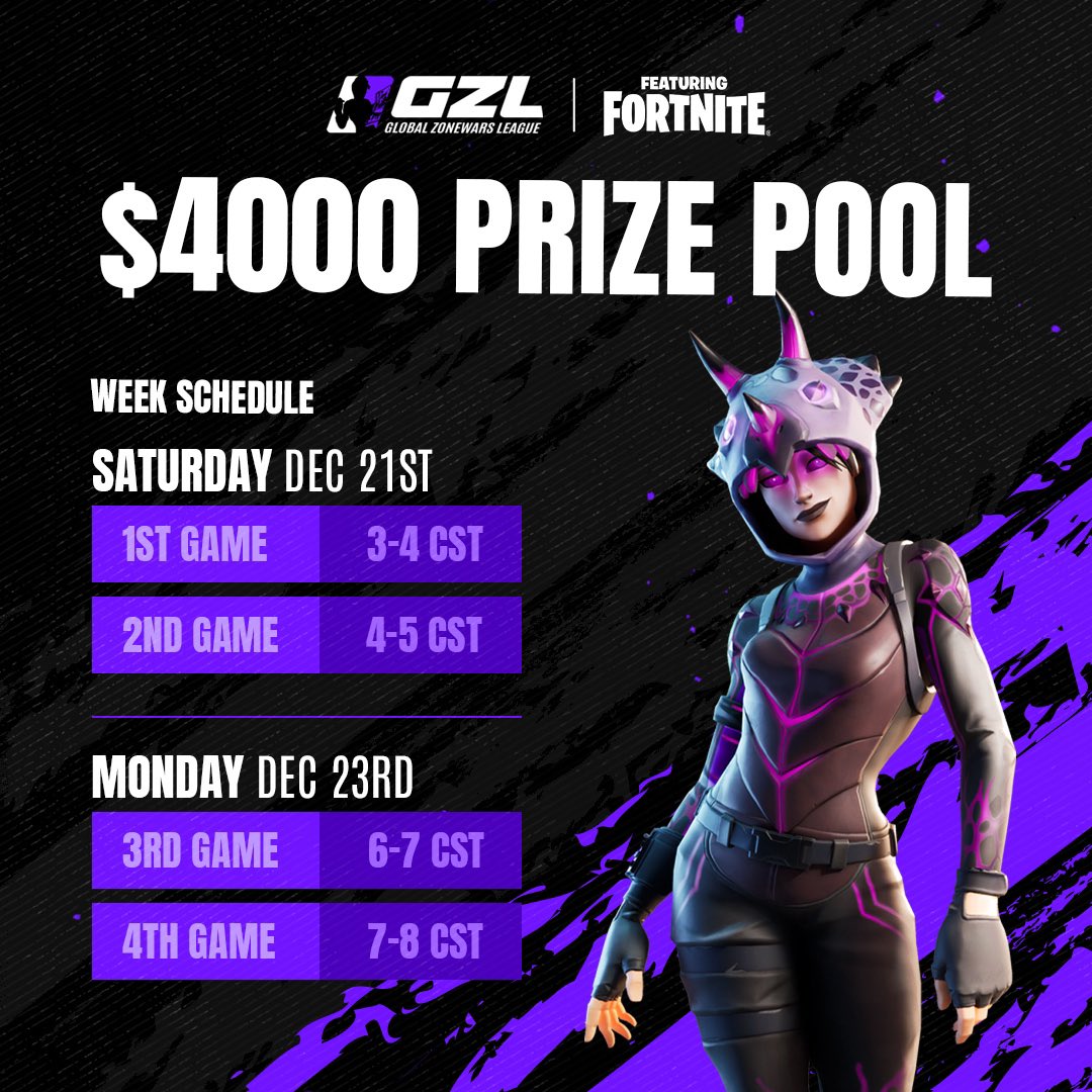 🔥$4000 Trios ZoneWars Tournament🔥

📅Saturday/Monday - 21st/23rd

🚨We will pick 8 trios straight to finals

You MUST:
✅Comment @ your trio
✅Retweet this post
✅Follow <a href="/pandvilglobal/">Pandvil Global</a> 

Good Luck

Map code ”0950-3685-9648”