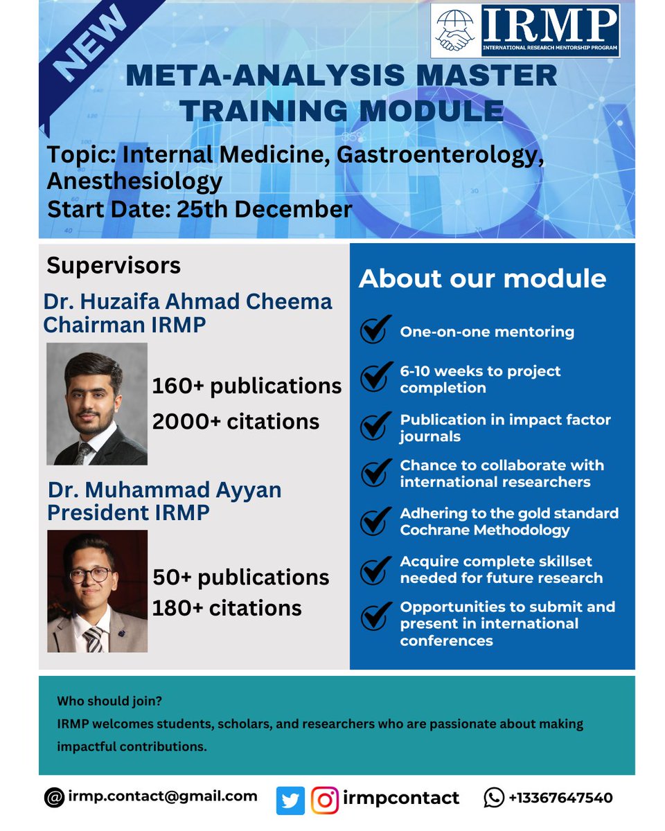 📢 NEW RESEARCH OPPORTUNITY 📢

🔴 We are pleased to announce our new Systematic Review and Meta-Analysis Module! We aim to train beginners under the supervision of highly qualified mentors!

If you are interested, comment below and follow us!

#medicine #mentoring #Match2026