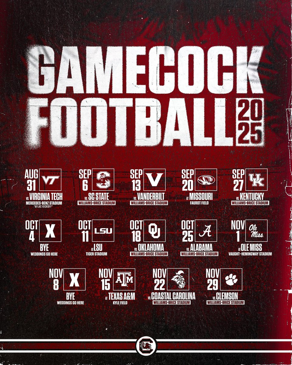 Cason Henry (@realcasonhenry) on Twitter photo The 2025 <a href="/GamecockFB/">Gamecock Football</a> schedule is here! Check out what's planned for next fall.
➡️gamecocksonline.com/2025-football-…
#Gamecocks | #ForeverToThee The 2025 <a href="/GamecockFB/">Gamecock Football</a> schedule is here! Check out what's planned for next fall.
➡️gamecocksonline.com/2025-football-…
#Gamecocks | #ForeverToThee