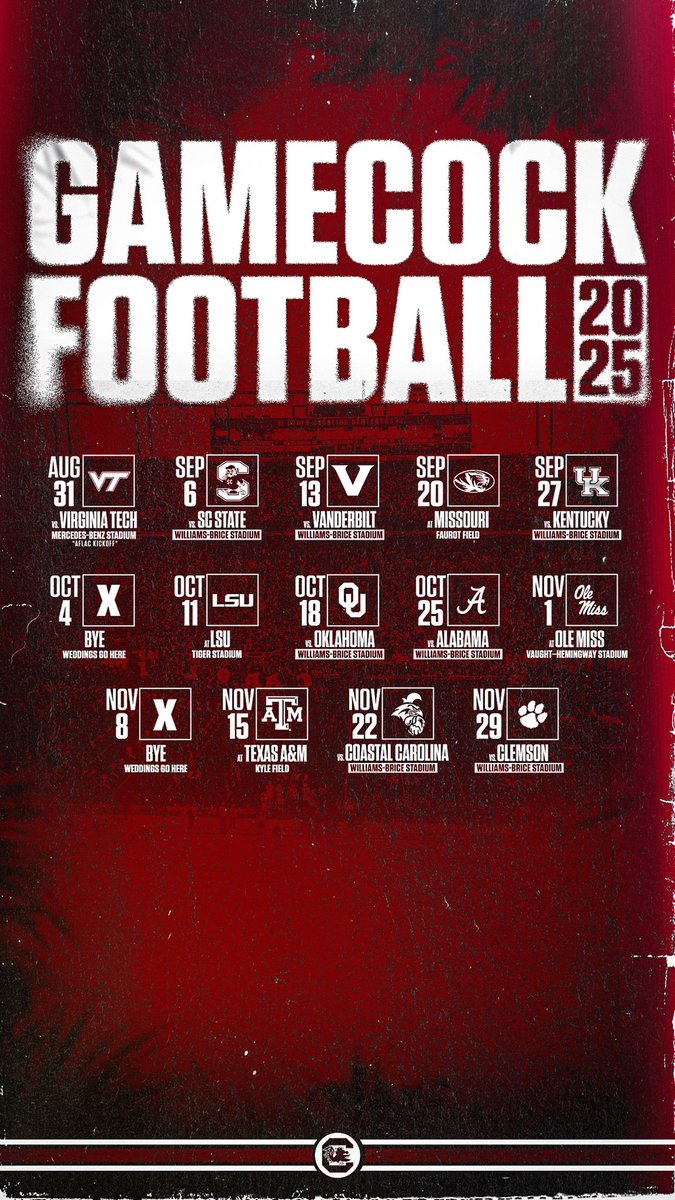 JudgeCollier#️⃣8 (@collierjudge) on Twitter photo The 2025 <a href="/GamecockFB/">South Carolina Football</a> schedule is here! Check out what's planned for next fall.
➡️gamecocksonline.com/2025-football-…
#Gamecocks | #ForeverToThee The 2025 <a href="/GamecockFB/">South Carolina Football</a> schedule is here! Check out what's planned for next fall.
➡️gamecocksonline.com/2025-football-…
#Gamecocks | #ForeverToThee