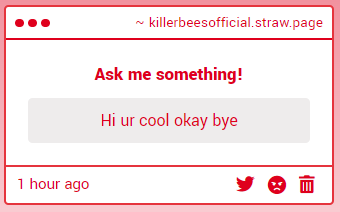 killerbeesHQ's tweet photo. hi ur also cool okay bye (!!!!!) https://t.co/6PD77skUYE