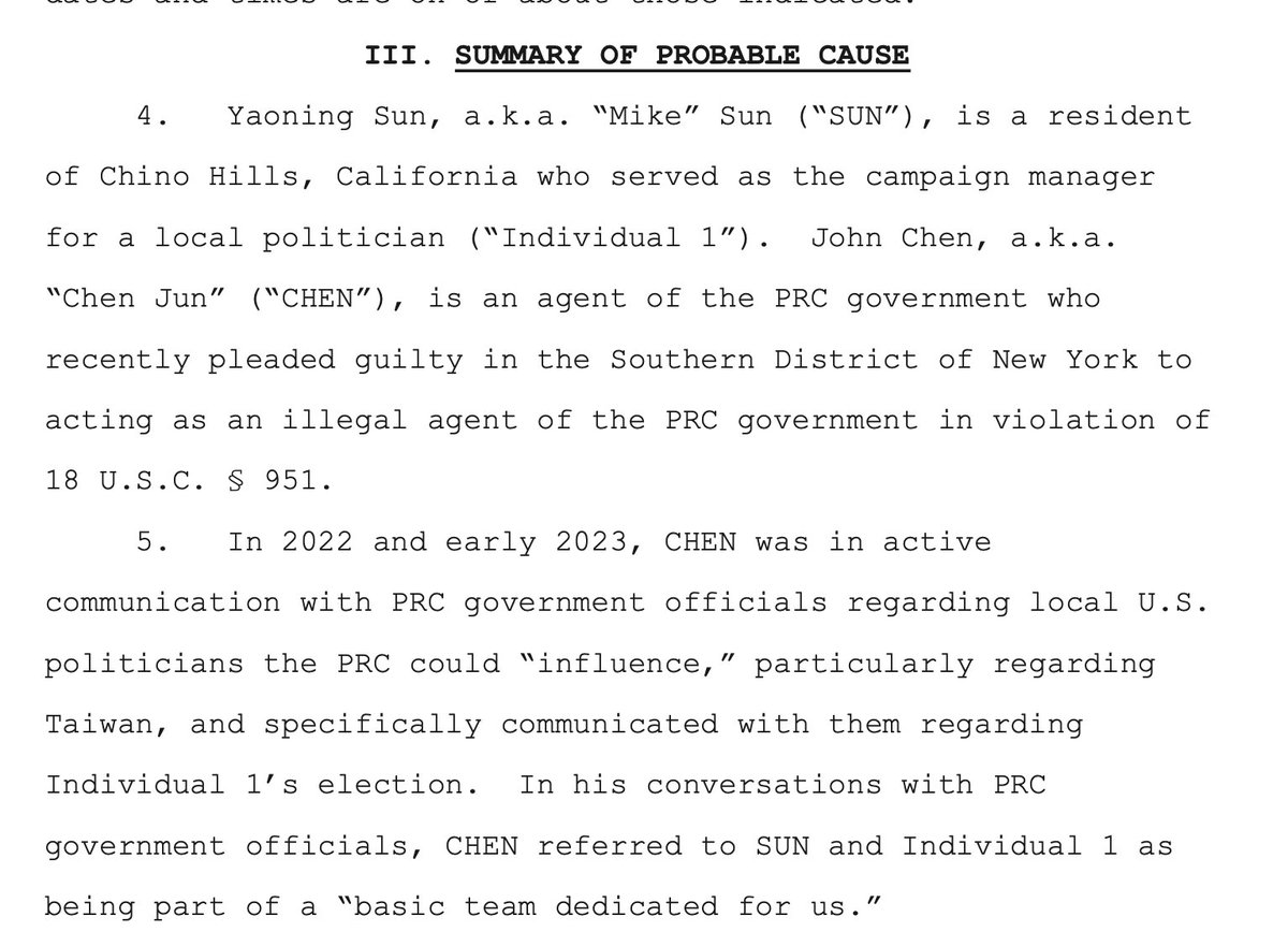 ericgarland's tweet photo. BOOM! CHINESE SPY INDICTED FOR INFILTRATING AMERICAN ELECTIONS AS POLITICAL CONSULTANT 

US v YAONING SUN -- 18 USC 951 https://t.co/uIXzQSskSY https://t.co/107An8amEX