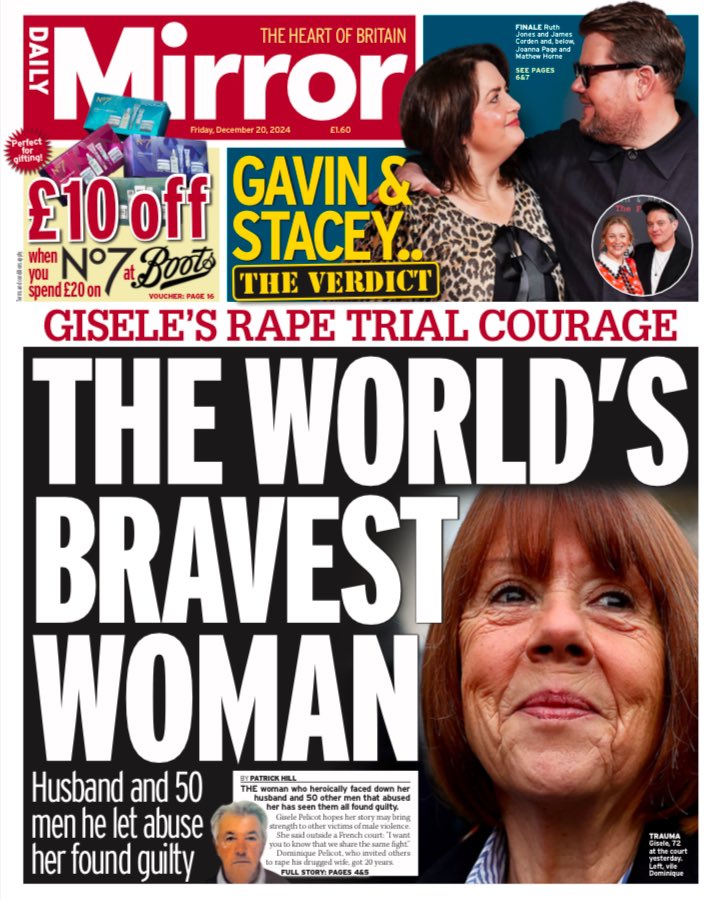 Anne-Marie Tomchak (@amtomchak) on Twitter photo Friday’s front page <a href="/DailyMirror/">The Mirror</a>: The World’s Bravest Woman, Gisele Pelicot
mirror.co.uk/news/world-new… Friday’s front page <a href="/DailyMirror/">The Mirror</a>: The World’s Bravest Woman, Gisele Pelicot
mirror.co.uk/news/world-new…