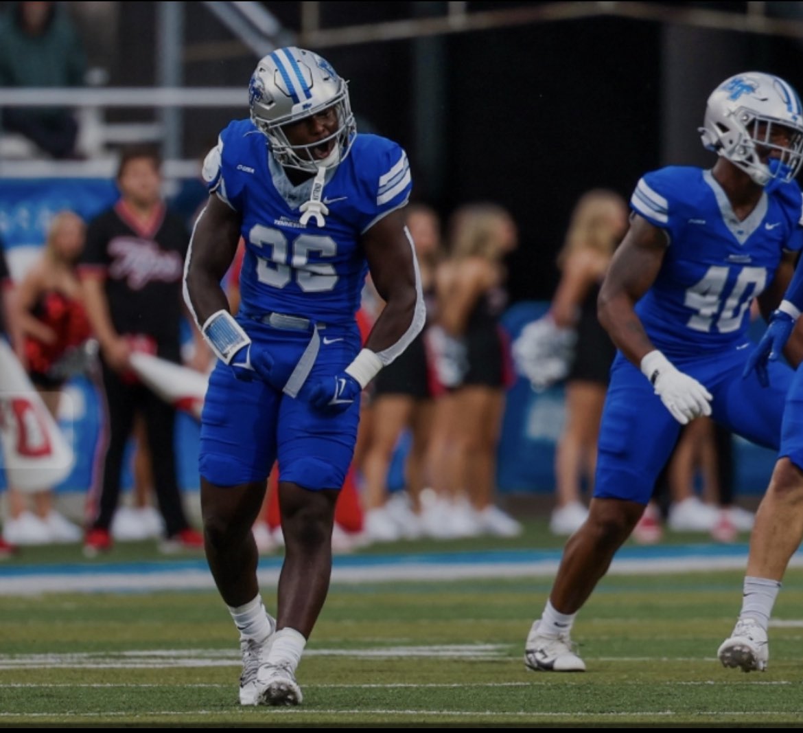 #AGTG I am truly Blessed to receive my First Division 1 🅾️ffer from <a href="/MT_FB/">Middle Tennessee Football</a> . #BLUEnited <a href="/CoachDerekMason/">Derek Mason</a> <a href="/CoachJosh_W/">Josh Wright</a> <a href="/CoachL__/">Coach L</a> <a href="/TA_Athletics/">Tuscaloosa Academy Athletics</a> <a href="/HallTechSports1/">Hall-Tech Sports</a> <a href="/Bama_2A/">Bama 2A</a> @RivalsFriedman <a href="/ChadSimmons_/">ChadSimmons</a> <a href="/adamgorney/">Adam Gorney</a> <a href="/BrandonHuffman/">Brandon Huffman</a>