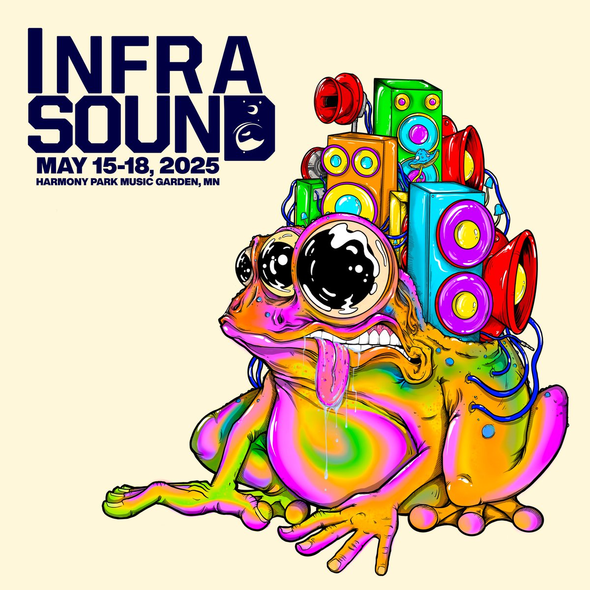Announcing Infrasound 2025!! Join us May 15-18 for 3 nights of music and art at Harmony Park Music Garden ❤️ passes available Friday 12/27 at Noon CT!