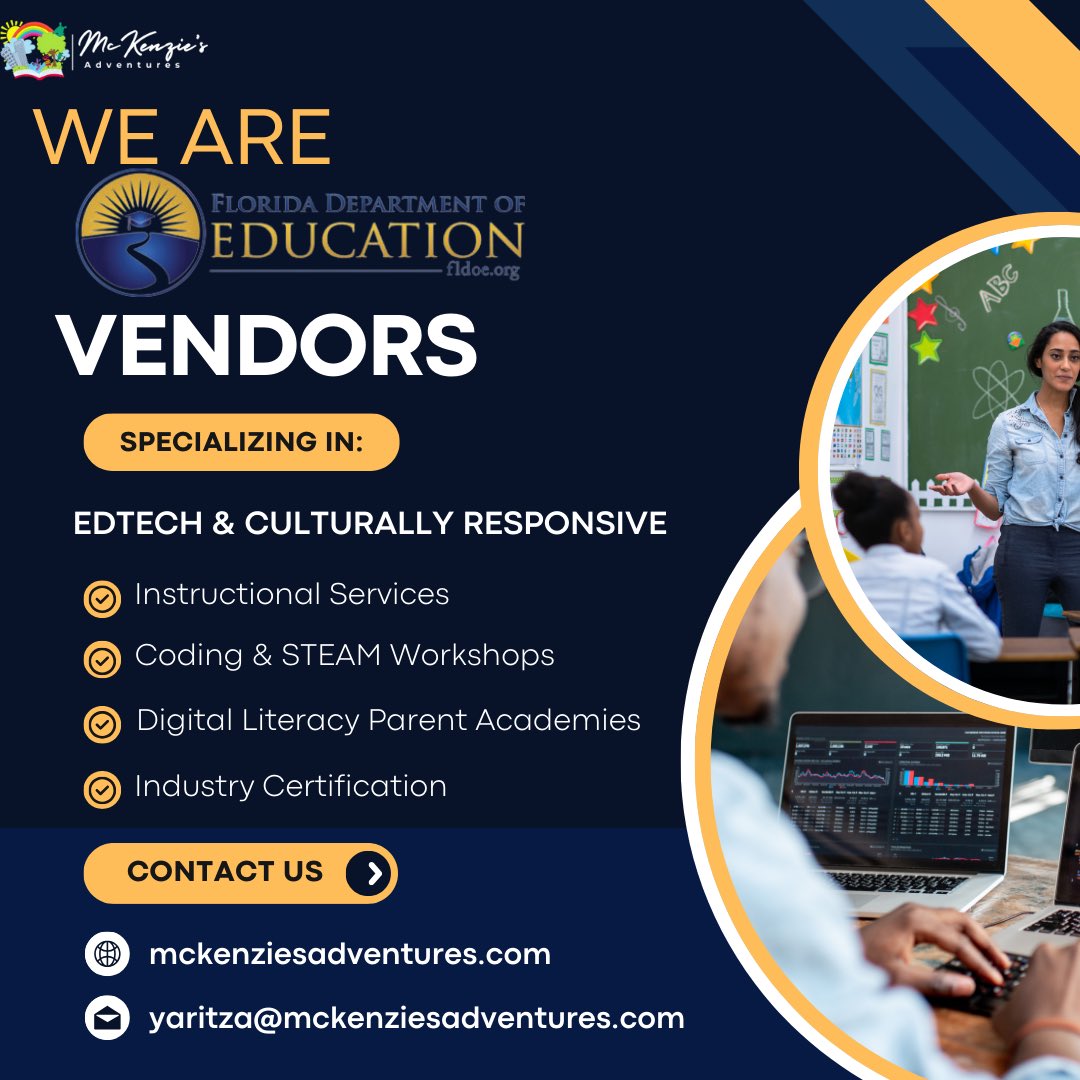 Exciting News for <a href="/EducationFL/">Florida Department of Education</a> ‼️

Are you ready to elevate classroom instruction, boost student engagement, and equip your community with future-ready skills? Look no further! 

McKenzie's Adventures is thrilled to announce that we are now an official Florida Department of