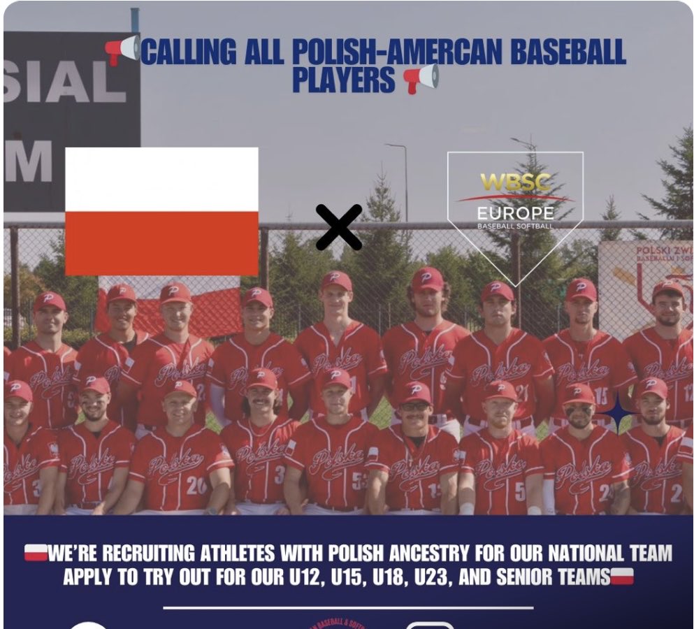 McJohn7mc's tweet photo. Looking to build Poland’s baseball program!⚾️🇵🇱⚾️🇵🇱 https://t.co/j8Adp4QsiM
