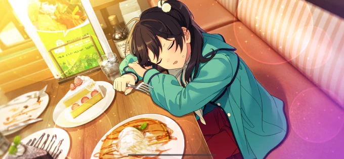 深夜のファミレスで12/19-20を跨いだ推しカプと同じ経験をしてきた.../////スチルと同じメニュー頼んだ!くうさん大感謝 