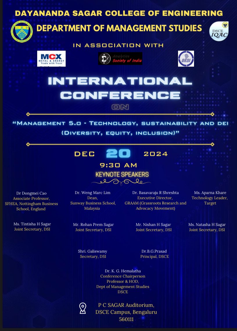 🌟 Excited to Deliver the Keynote Address at Management 5.0: Technology, Sustainability, and DEI! 🌟