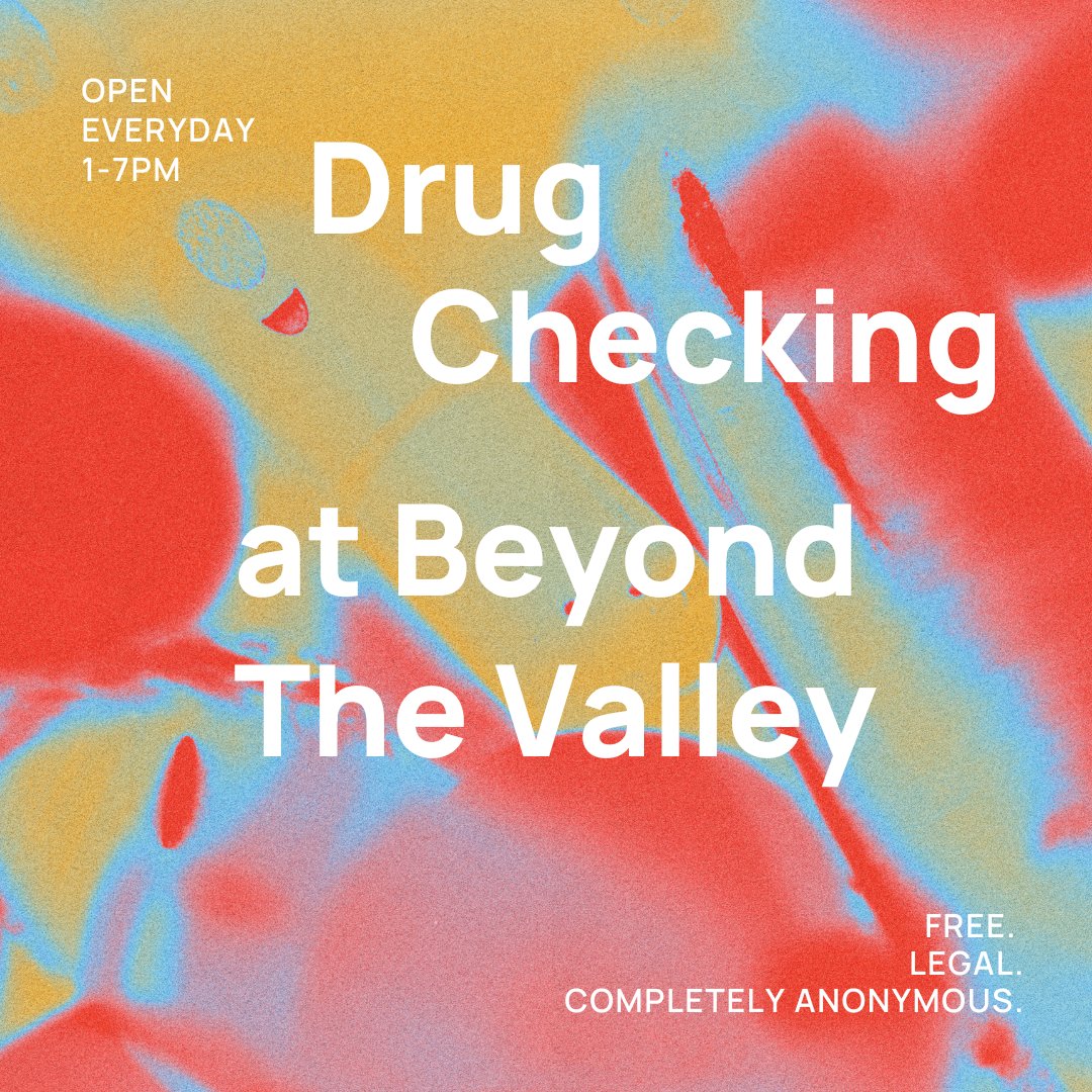 HRV_Aust's tweet photo. Drug Checking Service at Beyond The Valley 
Open Everyday1-7pm
Free, Legal, Completely anonymous.

#HRVic #TheLoop #YSAS #drugcheckingvic #BTV24 https://t.co/uE20nQyQ7V