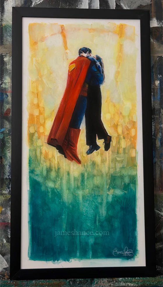 JimJeroo's tweet photo. “I’ve Got You” - New original framed painting up on https://t.co/nfiYjXJMfQ this evening

Couldn’t resist! Supes is my boy, high hopes… 
🤞😌🤞

✨🎨 (Gouache / Color Pencil on Illustration Board in Wooden Frame) https://t.co/BJfqpKefNw