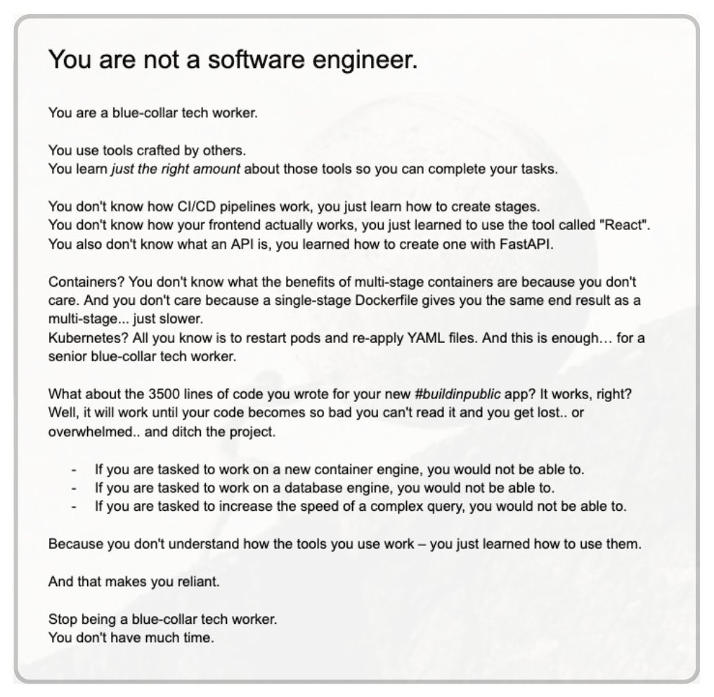 cosmicmiskaton7's tweet photo. @nullpointered most people are not software engineers https://t.co/eydyxb3o0Z