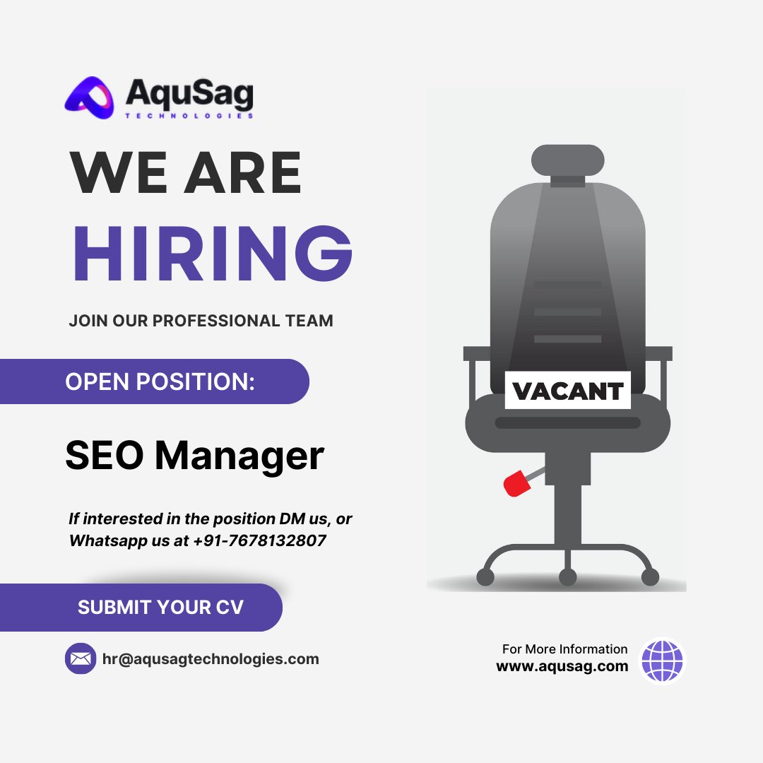 aqusag's tweet photo. 🚨 Hiring: SEO Manager! 🚨
We're looking for an experienced SEO Manager to lead our team & drive organic growth! 🌱💻
https://t.co/lPtr1Sv0NA
Apply Now! 🚀
#SEOJobs #DigitalMarketing #Hiring #SEOManager #SEOExpert #TeamLead #CareerGrowth #OrganicTraffic https://t.co/k3VOe0cLip