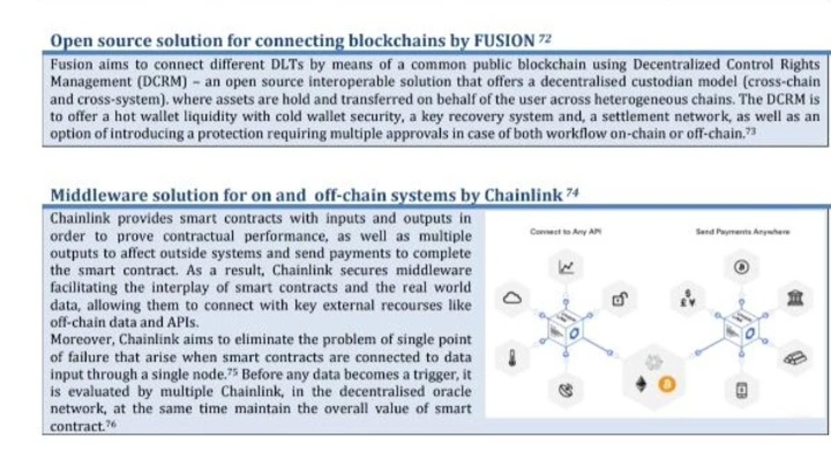 Do you know an interesting point about <a href="/FinanceChainge/">Chainge 🪢</a> #DEX? 

The DCRM tech from <a href="/FUSIONProtocol/">FUSION 🪢</a> which Chainge actively uses has been cited in the EU Central Bank's (<a href="/ecb/">European Central Bank</a>) reports on Blockchain Financial Systems back in 2021: ecb.europa.eu/pub/pdf/other/…

[Page No 36]

$XCHNG $FSN