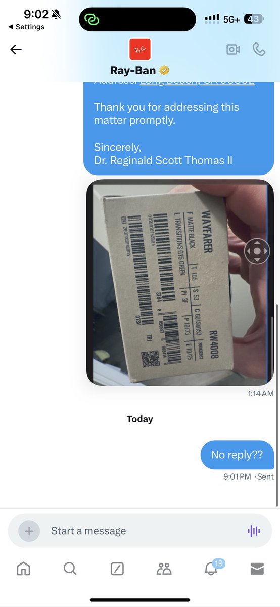 ScottThomass1's tweet photo. @EssiLux Bad customer service via social media my persops came bent also now I can’t wear for Christmas smh brand has gone down https://t.co/zrxSsnIIiT
