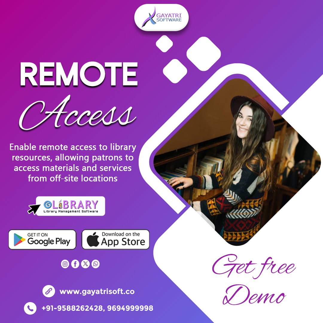 gayatrisoftware's tweet image. 📚 Access your library anytime, anywhere! GLibrary empowers remote access to resources. #digitallibrary #libraryautomation #Glibrary #librarysoftware #librarymanagementsoftware #AccurateCataloging #cataloging #InnovationInLibraries #BookCirculation #TimeSavings #RemoteAccess
