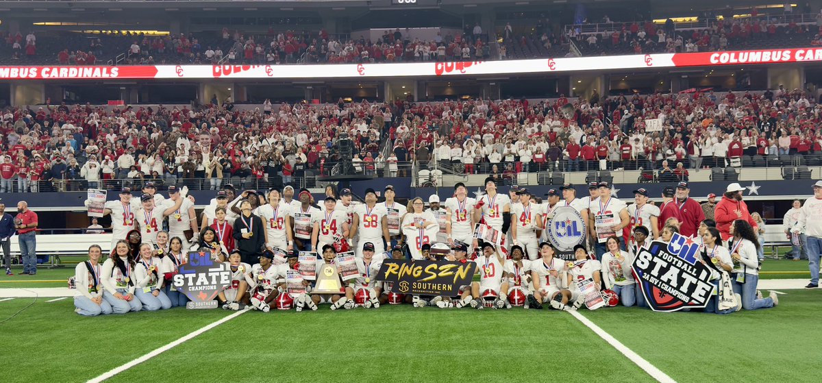 The “Job is DONE” I’m so proud of my Columbus Cardinals!!! Thank you for this amazing journey!! 
<a href="/graysonrigdon1/">Grayson Iverson Rigdon</a> <a href="/AdamSchobel/">Adam Schobel</a> <a href="/JohnSchobel1/">John Schobel</a> <a href="/Keyonhwoods59/">3⭐️Keyon Hemphill-woods</a> <a href="/justelijah20/">Elijah Usher</a> <a href="/Sean7Sutton/">Sean Sutton</a>  <a href="/PitchfordCamdon/">Camdon Pitchford</a> #txhsfb <a href="/ihss_houston/">Houston Inside High School Sports</a> <a href="/HTownHSS/">H-Town High School Sports</a> <a href="/KTIMRadio/">KTIMRadio</a> <a href="/vypehouston/">VYPE Houston</a> <a href="/KPRC2RandyMc/">Randy McIlvoy</a>