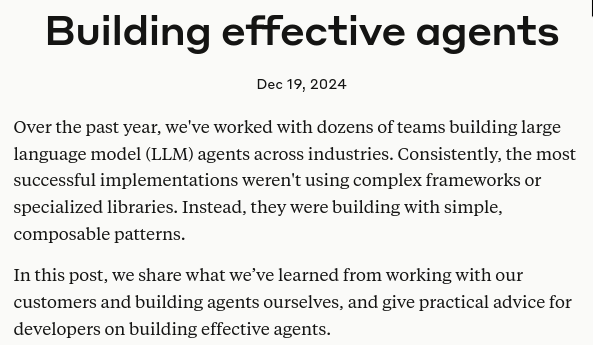 tom_doerr's tweet photo. Anthropic published an article on building agents https://t.co/vA4UpQTD9i