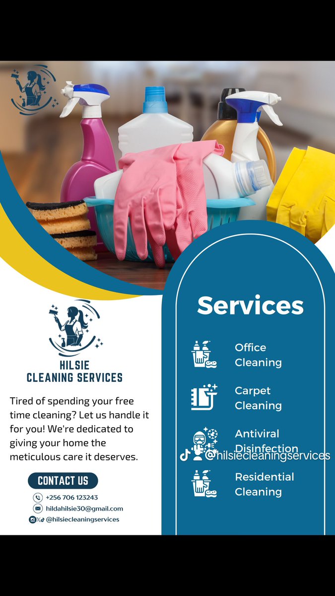 mukyalaNeighbor's tweet image. For all your cleaning needs we got you @HilsieCleaning 

☎️ is on 0706123243 to book your cleaning appointment 

Let’s #ThinkClean with @mukyalaNeighbor