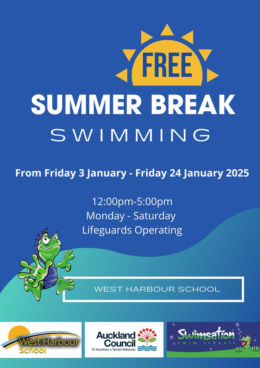 West Harbour School pool officially OPEN to the community for January

While we take steps all the time toward a permanent public swimming pool to serve Massey and Westgate, this is a great step to meet demand on those hot summer days.  Thanks to all involved.

#LoveTheWest