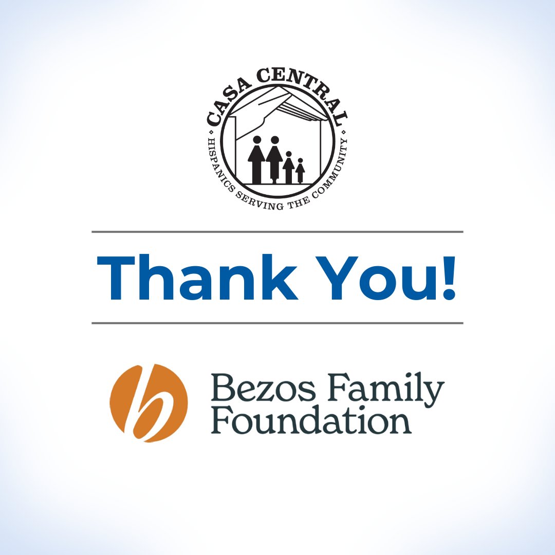 casacentral's tweet photo. Casa Central is pleased to announce that we have been awarded a $100,000 gift from the directors of the Bezos Family Foundation to support our essential social service programming for children, youth, and families! We are sincerely grateful for this generous gift. #CasaCentral https://t.co/LATKJeFSKv
