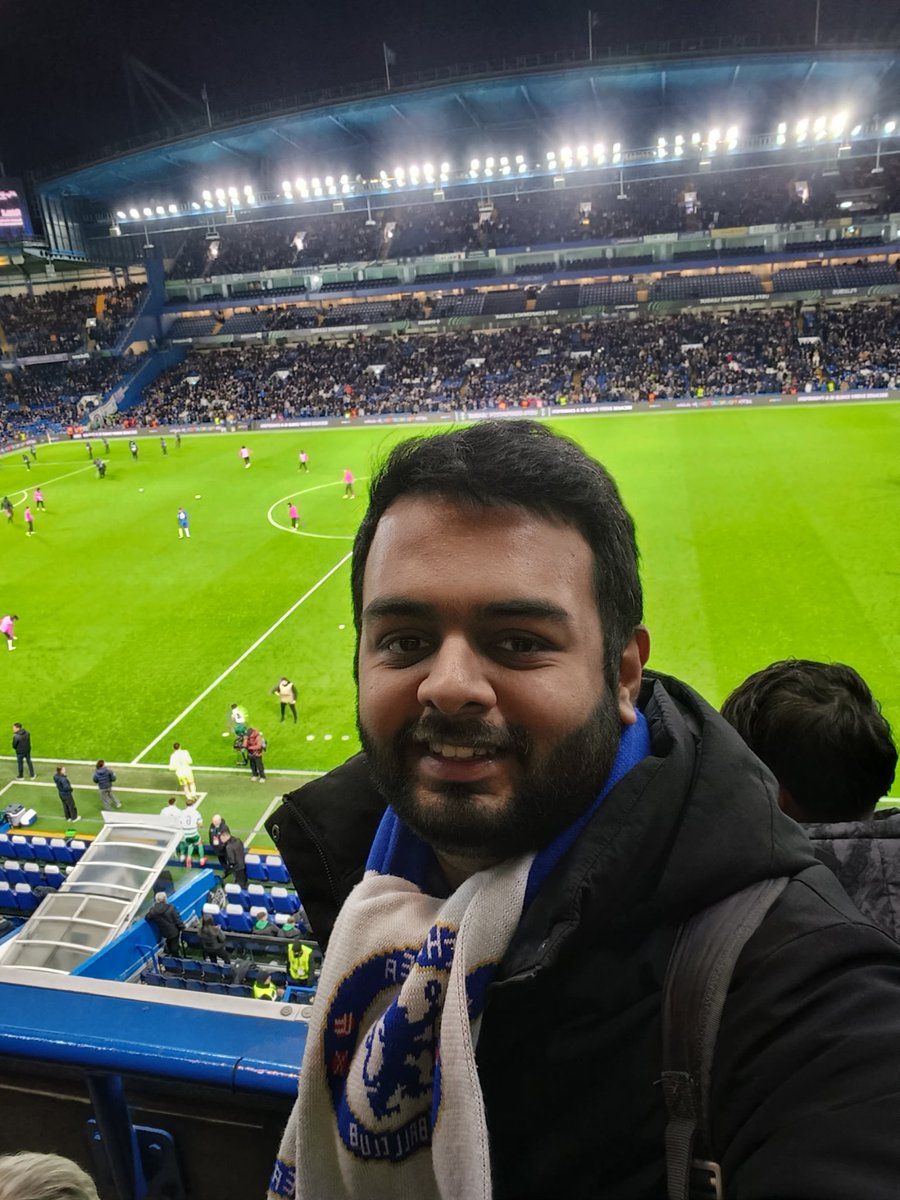 advaitajitkumar's tweet photo. Back at the Bridge for the last group stage fixture of the #UEFAConferenceLeague #ChelseavsShamrock

Brilliant game and Guiu with a fantastic first half hat-trick! He has a great future ahead (hope this tweet ages well lol)

Lots of minutes for Cobham boys as well 💙 KTBFFH 💙🫶🏻 https://t.co/wyggPsck5v