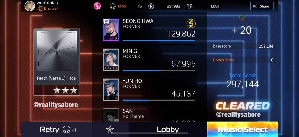 realitysabore's tweet photo. Did everyone see me get 3 stars on hard mode? Because I won’t be doing it again 🥹💀

#SSATZ_Ice_On_My_Teeth #슈스티즈_Ice_On_My_Teeth https://t.co/bXxKAZhBAz