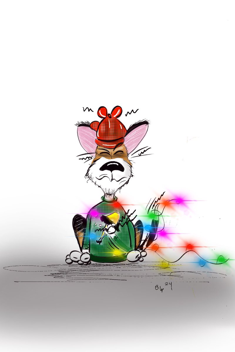 Jumping into the #CRAZYHolidayFashionShow is Inspector Ryan with another one of Violet’s itchy sweaters! 🦩🧶⁦<a href="/JonsCrazyTweets/">Jon Esparza</a>⁩ ⁦<a href="/Lollipop_Comics/">Adventures of Lollipop Comics 🇨🇦</a>⁩ He said this sweater is really itchy and ugly !! #UglyChristmasSweater #MerryChristmas #loveinspectorryan