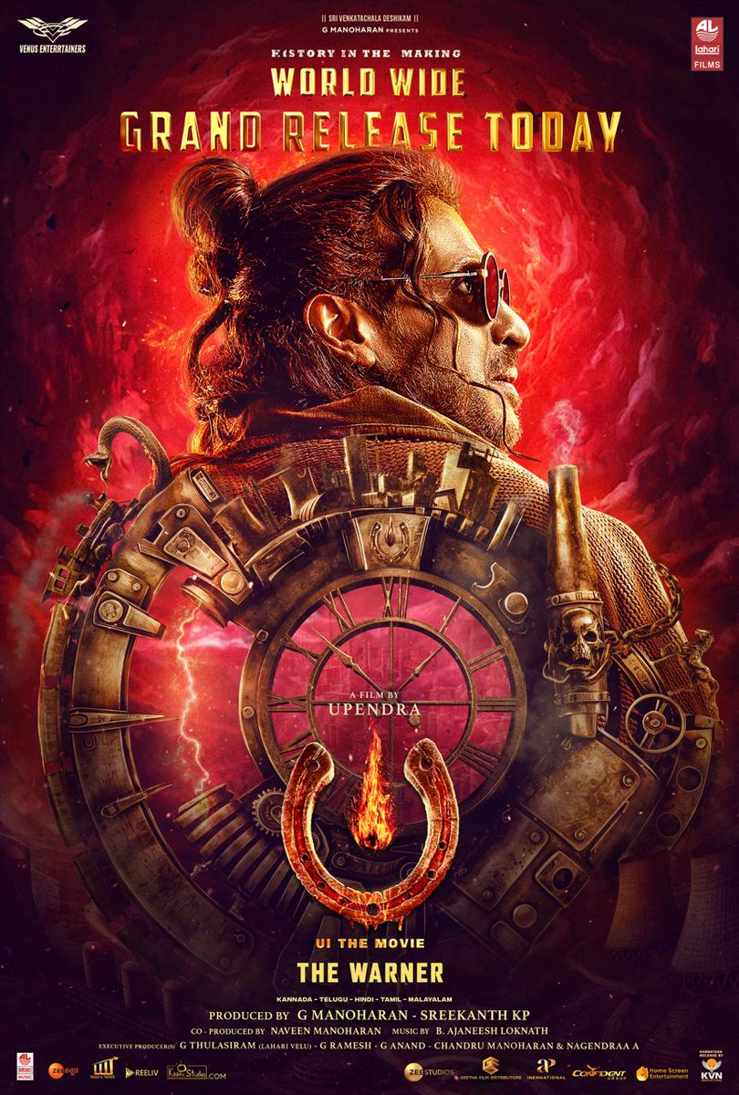rameshlaus's tweet image. The clock has struck! 🔥

Witness the gears of fate turn with #UiTheMovie in cinemas worldwide today! ❤️‍🔥

🎟️ - bookmy.show/UI

Book your tickets now and be part of the euphoria! 🙌🏻

#UppiDirects #Upendra @nimmaupendra #GManoharan @Laharifilm @enterrtainers @kp_sreekanth…